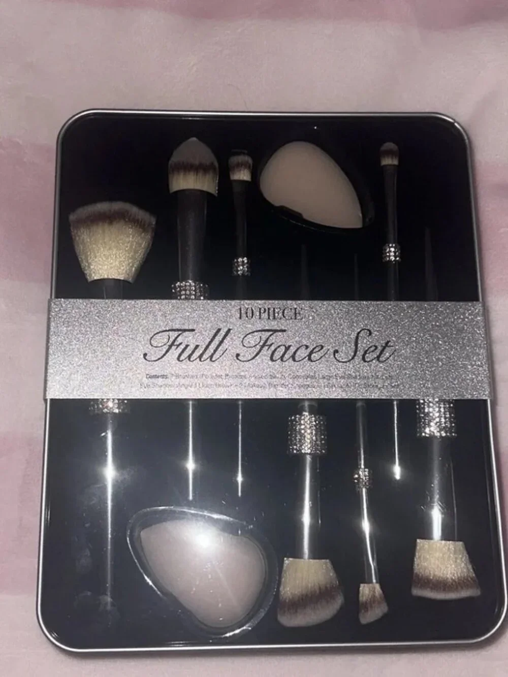 NWT Glitz & Glam Silver Bling 10 Piece Full Face‎ Makeup Brush Set